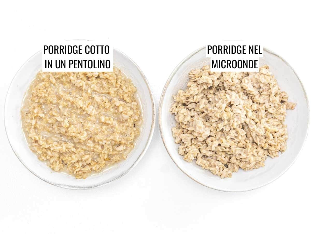 porridge con metodo classico vs. microonde
