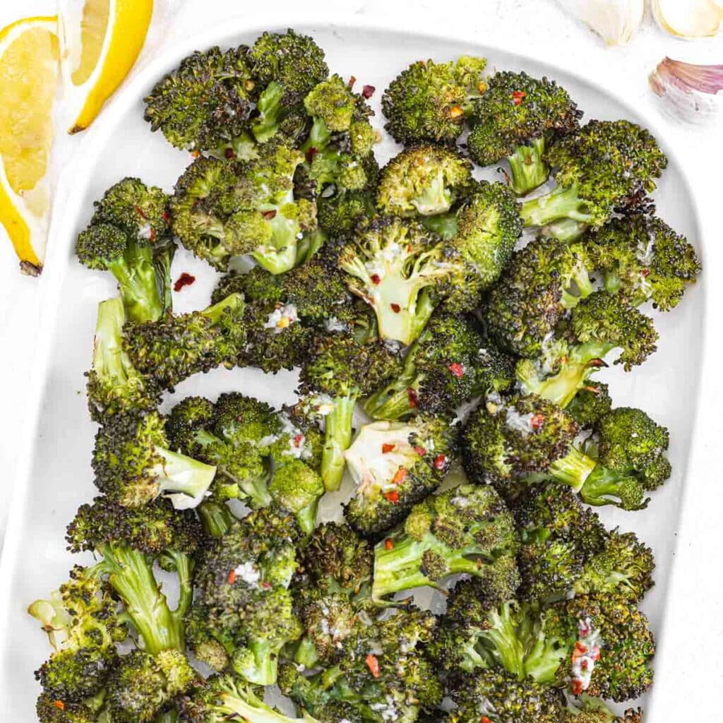 broccoli al forno con aglio e limone