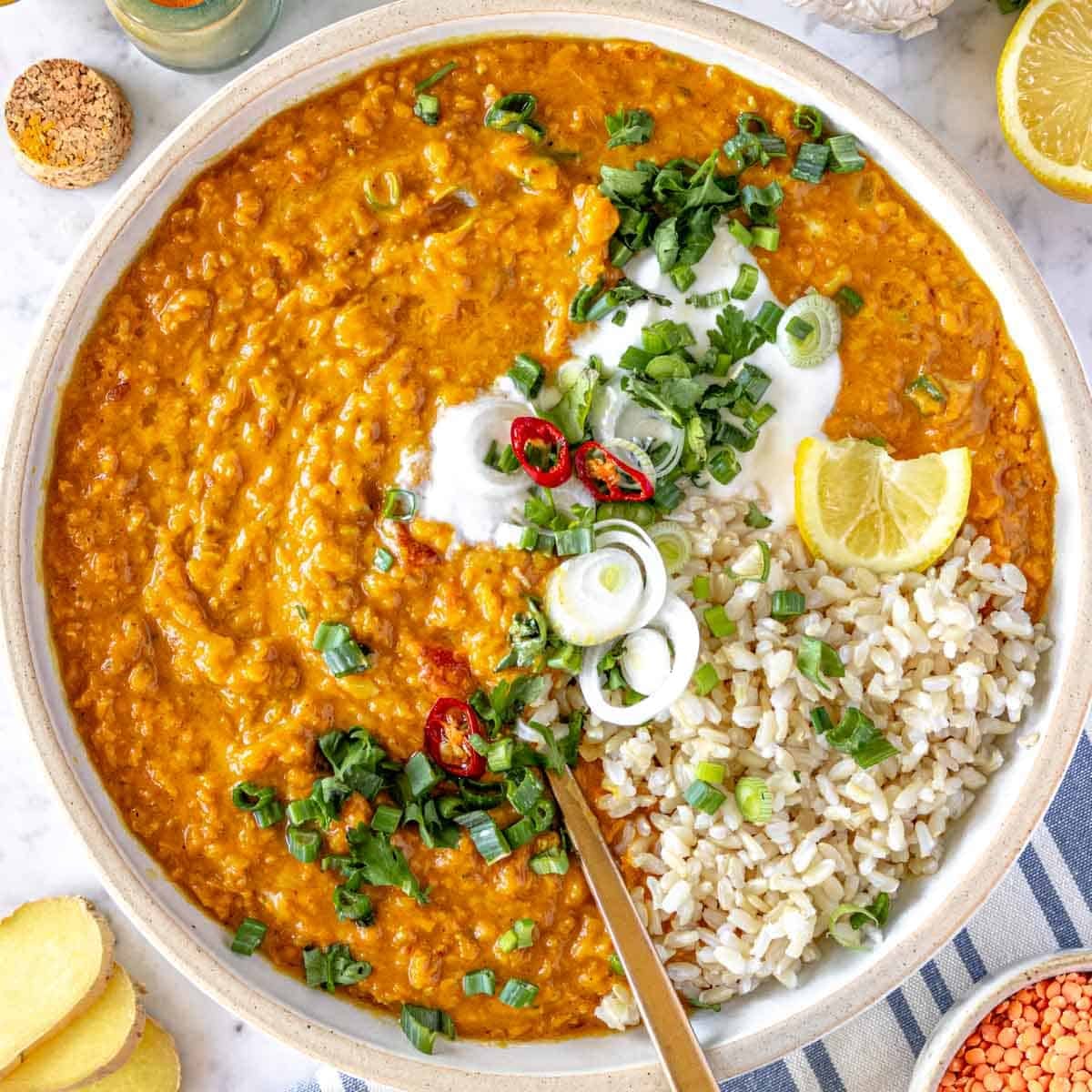 dahl di lenticchie con latte di cocco
